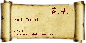Pesl Antal névjegykártya